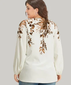 Plants Print Lantern Sleeve Button Detail Blouse -Clothing Shop 730641595 jb 6e02e69a 6f1c 4b40 ac60 c66f0a74c0a2