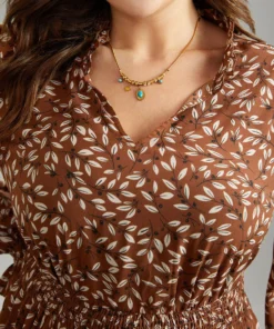 Ditsy Floral Flutter Trim Pocket Shirred Dress -Clothing Shop 731366884 zp