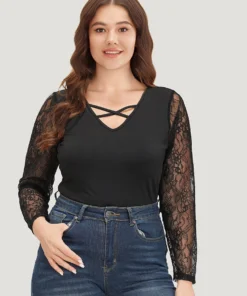 Plain Lace Mesh Patchwork Crisscross Bodysuit 12 Plain Lace Mesh Patchwork Crisscross Bodysuit -Clothing Shop 731734700 lb