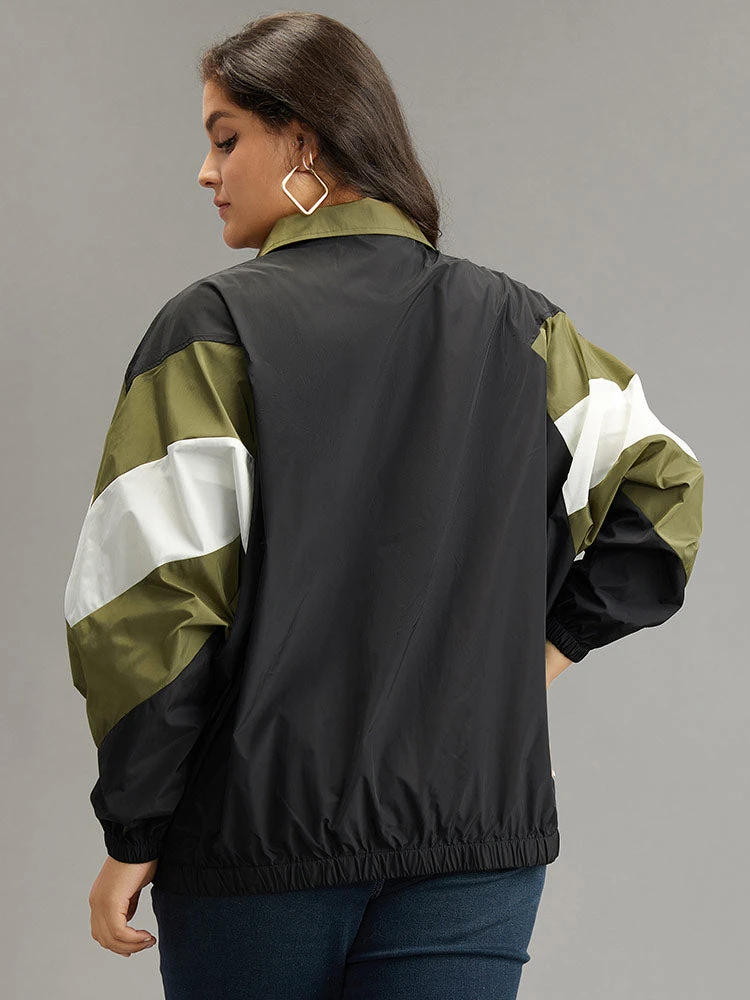 Colorblock Patchwork Pocket Zipper Windbreaker 5 Colorblock Patchwork Pocket Zipper Windbreaker - Image 3