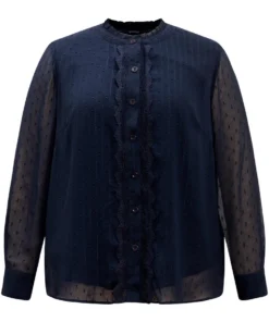 Guipure Lace Mesh Button Through Blouse -Clothing Shop 733282839 hk