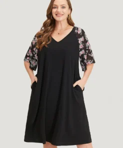 Supersoft Essentials Floral Pocket Raglan Sleeve Midi Dress