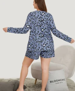 Leopard Print V Neck Sleep Top -Clothing Shop 734061378 pl