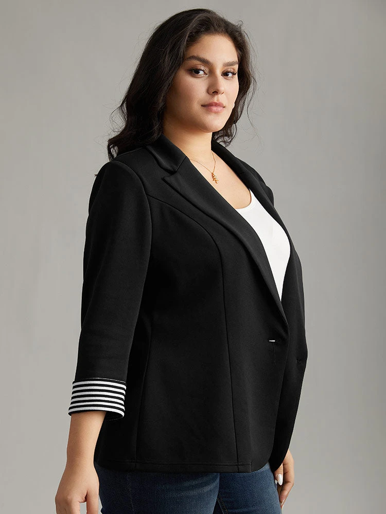 Suit Collar Striped Patchwork Blazer 4 Suit Collar Striped Patchwork Blazer - Image 2