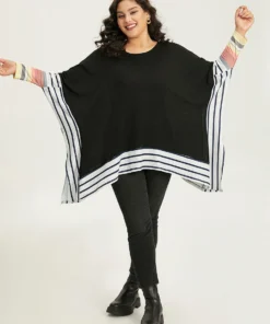 Striped Patchwork Colorblock Contrast Crew Neck Sweatshirt -Clothing Shop 734827766 lq