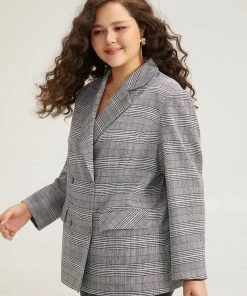 Plaid Lapel Collar Pocket Button Up Blazer 14 Plaid Lapel Collar Pocket Button Up Blazer -Clothing Shop 734995060 ab