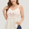 Floral Embroidered Ruffle Hem Cami Top -Clothing Shop 735023995 vf d708cca4 bced 43c9 a0ff ae15edb028ec