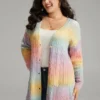 Ombre Cable Knit Patched Pocket Cardigan -Clothing Shop 735678171 rt