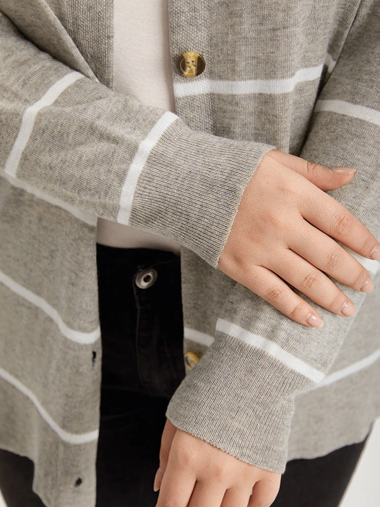 Supersoft Essentials Striped Button Through Elastic Cuffs Cardigan 11 Supersoft Essentials Striped Button Through Elastic Cuffs Cardigan - Image 9