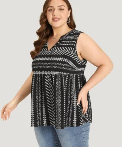 Bandana Print Notched Elastic Waist Tank Top -Clothing Shop 736305136 kw