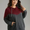 Contrast Patchwork Hooded Pocket Drawstring Sweatshirt 2 Contrast Patchwork Hooded Pocket Drawstring Sweatshirt -Clothing Shop 7366781 vj