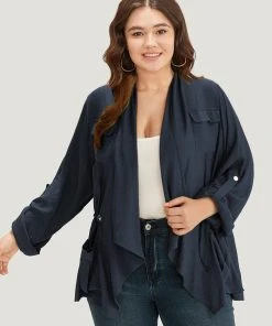 Supersoft Essentials Plain Pocket Asymmetrical Drawstring Coat -Clothing Shop 738056479 wo aaff2790 7ca4 47d1 97bf 8e45d09c6c31