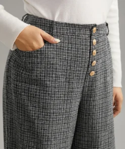 Gingham Textured Metal Detail Wide Leg Pants 12 Gingham Textured Metal Detail Wide Leg Pants -Clothing Shop 738214488 qr