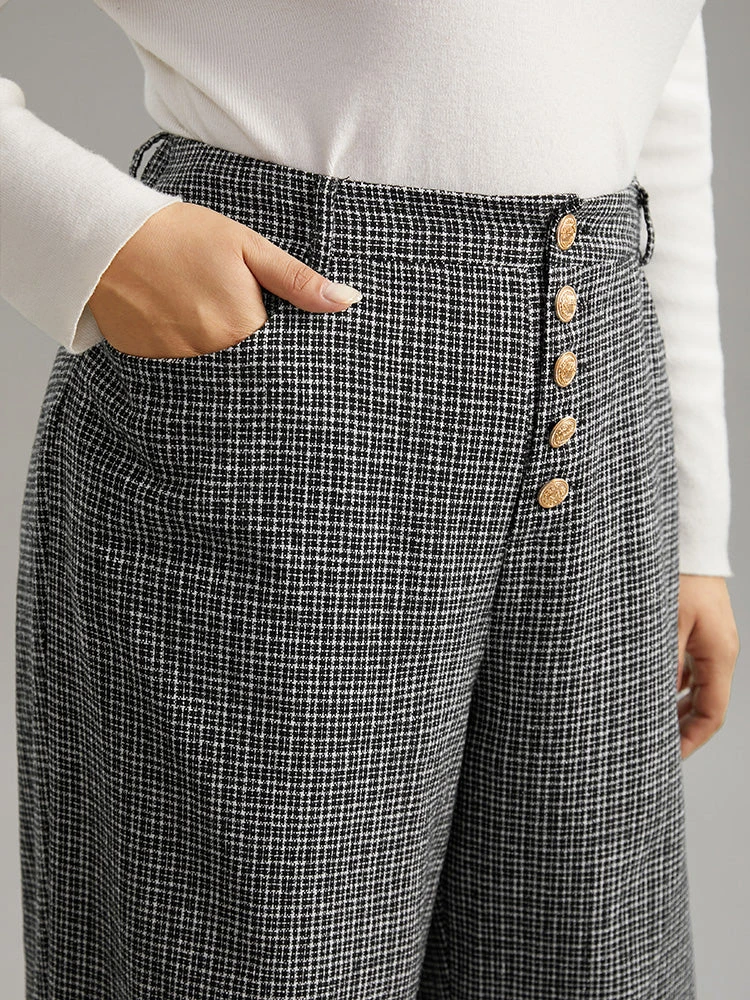 Gingham Textured Metal Detail Wide Leg Pants 7 Gingham Textured Metal Detail Wide Leg Pants - Image 5