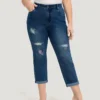Ripped Embroidered Roll Hem Very Stretchy Jeans -Clothing Shop 738874337 ti