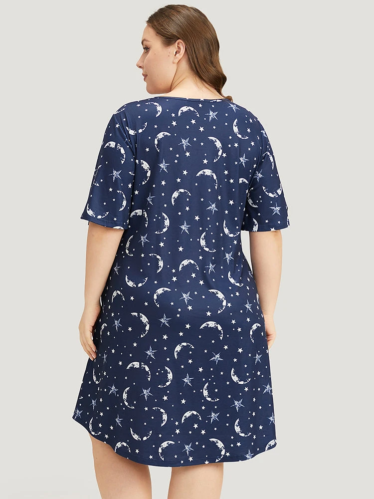 Halloween Moon & Star Print Guipure Lace Sleep Dress 4 Halloween Moon & Star Print Guipure Lace Sleep Dress - Image 2