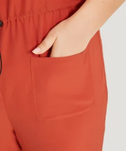 Plain Button Up Pocket Roll Hem Drawstring Jumpsuit -Clothing Shop 739418944 pu 0b77b5cf ad5b 44c9 8b52 ce56c9f753dd