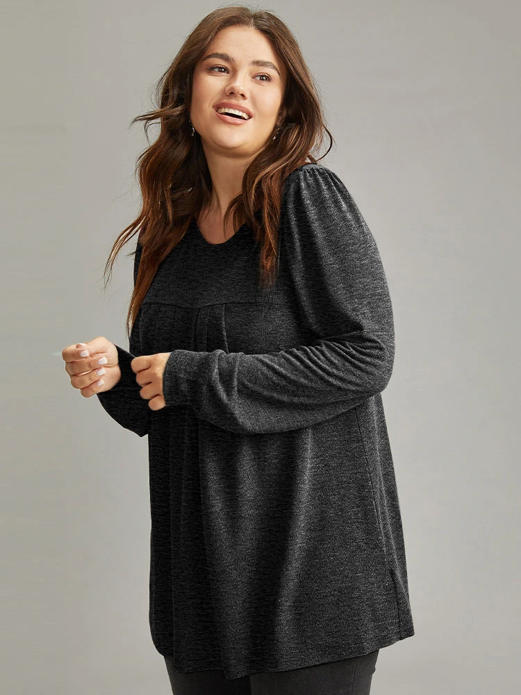 Plain Heather Plicated Detail T-shirt 16 Plain Heather Plicated Detail T-shirt - Image 14