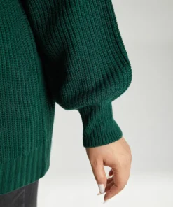 Plain Plisse Lantern Sleeve Pullover -Clothing Shop 740317146 cs