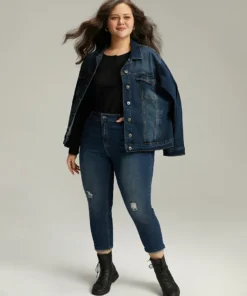 Stitch Detail Distressed Very Stretchy Jeans -Clothing Shop 740322773 ny