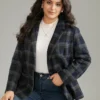 Plaid Button Up Suit Collar Woolen Blazer -Clothing Shop 740889260 wy