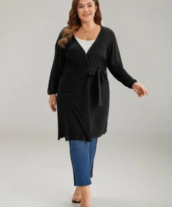 Supersoft Essentials Ties Open Front Split Side Cardigan -Clothing Shop 741343474 cs