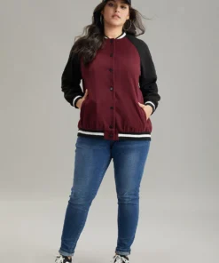 Contrast Trim Pocket Button Fly Bomber Jacket 12 Contrast Trim Pocket Button Fly Bomber Jacket -Clothing Shop 741377438 wg