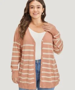 Supersoft Essentials Striped Pocket Button Through Cardigan