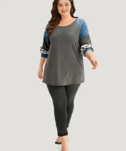 Colorblock Contrast Leopard Round Neck Raglan Sleeve Sweatshirt 14 Colorblock Contrast Leopard Round Neck Raglan Sleeve Sweatshirt -Clothing Shop 74166891 ta