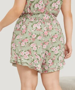 Floral Ties Ruffle Trim Elastic Waist Sleep Pants -Clothing Shop 74298179 kt c6bdd9d1 a633 46c5 822a a621ccd996f1