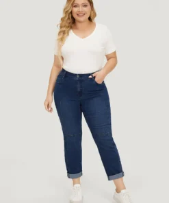 Very Stretchy Pocket Dark Wash Patchwork Jeans -Clothing Shop 743058807 pq