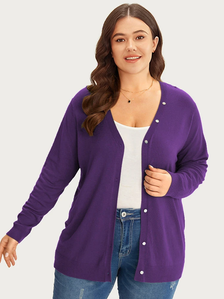 Supersoft Essentials Plain Button Detail Very Stretchy Cardigan 21 Supersoft Essentials Plain Button Detail Very Stretchy Cardigan - Image 19