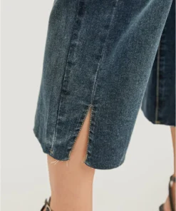 Very Stretchy High Rise Dark Wash Split Jeans -Clothing Shop 744050478 gf