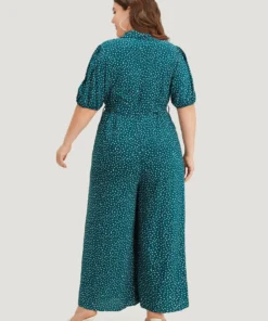 Polka Dot Belted Puff Sleeve Shirt Collar Jumpsuit -Clothing Shop 745815524 jv ba748b3c 7ad9 4f5a 8b1d fe63606f9437