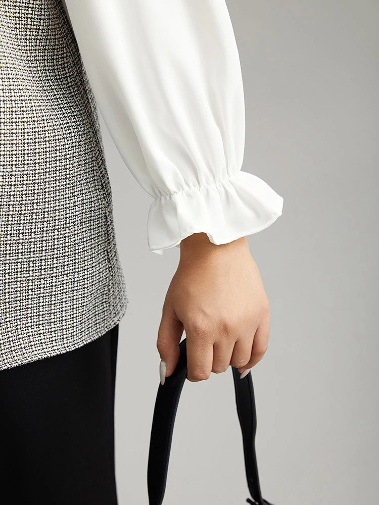 Gingham Ruffles Patchwork Frill Trim Blouse 11 Gingham Ruffles Patchwork Frill Trim Blouse - Image 9