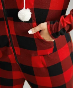 Plaid Zipper Hooded Fluffy Ball Pocket Sleep Jumpsuit 14 Plaid Zipper Hooded Fluffy Ball Pocket Sleep Jumpsuit -Clothing Shop 74805060 kr