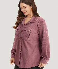 Plain Texture Pocket Button Through Shirt Collar Jacket 14 Plain Texture Pocket Button Through Shirt Collar Jacket -Clothing Shop 748373466 ck