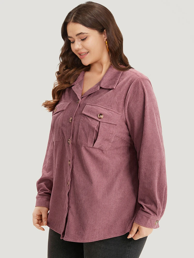 Plain Texture Pocket Button Through Shirt Collar Jacket 5 Plain Texture Pocket Button Through Shirt Collar Jacket - Image 3