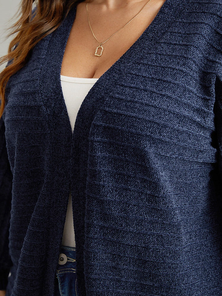 Plain Textured Dolman Sleeve Arc Hem Cardigan 8 Plain Textured Dolman Sleeve Arc Hem Cardigan - Image 6