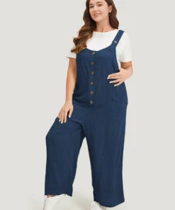 Striped Pocket Button Through Overall Jumpsuit -Clothing Shop 749745036 qp b41fd792 68e7 43e5 8def d6308287af0a