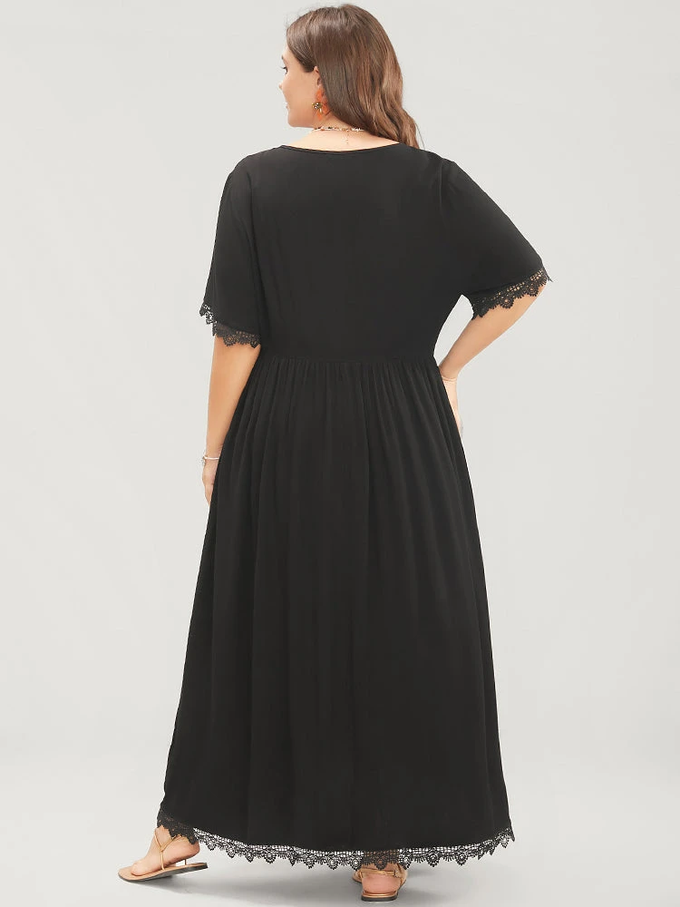 Floral Embroidered Lace Trim Button Front Kimono 8 Floral Embroidered Lace Trim Button Front Kimono - Image 6