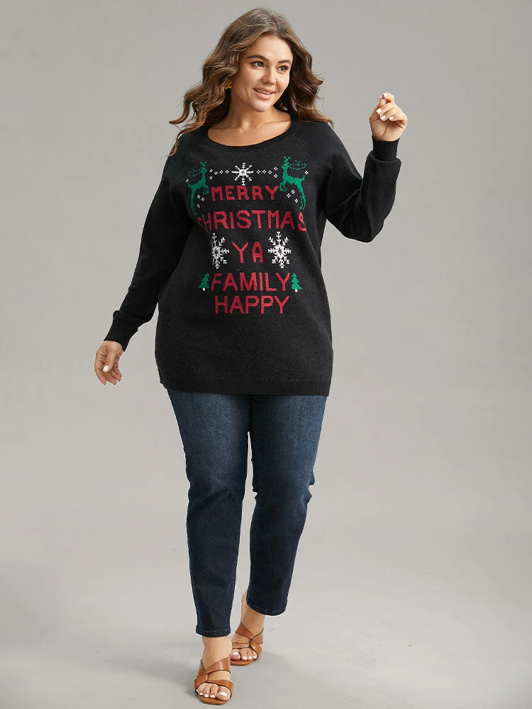 Supersoft Essentials Christmas Elk Letter Crew Neck Pullover 7 Supersoft Essentials Christmas Elk Letter Crew Neck Pullover - Image 5