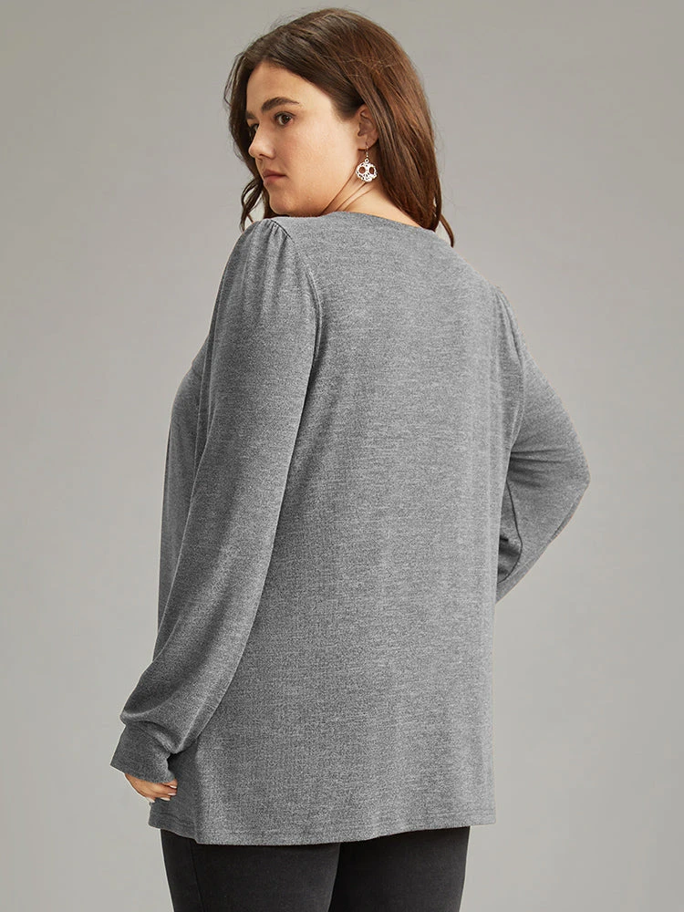 Plain Heather Plicated Detail T-shirt 19 Plain Heather Plicated Detail T-shirt - Image 17