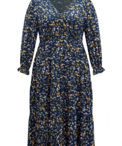 Ditsy Floral Button Detail Ruffles Pocket Dress -Clothing Shop 753234742 tz