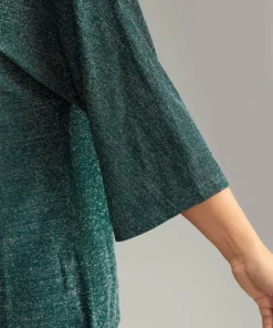 Glitter Keyhole Batwing Sleeve Blouse -Clothing Shop 753501592 nb