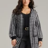 Supersoft Essentials Houndstooth Pocket Elastic Cuffs Cardigan