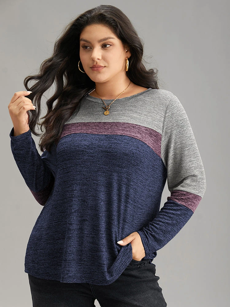 Heather Colorblock Contrast Crew Neck T-shirt 18 Heather Colorblock Contrast Crew Neck T-shirt - Image 16