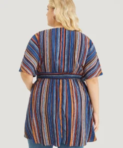 Striped Contrast Shirred Wrap High Low Hem Pocket Blouse -Clothing Shop 754802579 bu 00cef2a2 7504 4df7 90bc 1fa99364b5e5