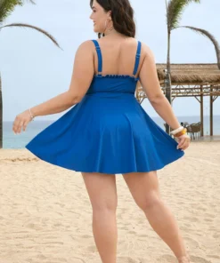 Frill Trim Sculpt Waist Ruffle Hem Ruched Swim Dress -Clothing Shop 75511615 rv 52d5d251 b213 4afa 9163 dd948c1159e3