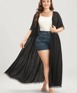 Floral Embroidered Lace Trim Button Front Kimono 13 Floral Embroidered Lace Trim Button Front Kimono -Clothing Shop 755689157 wh 6cbc1aec bbd5 4a3f a578 ffdc475fa4c8